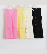 MONICA Gold Button Dress Next Day Delivery