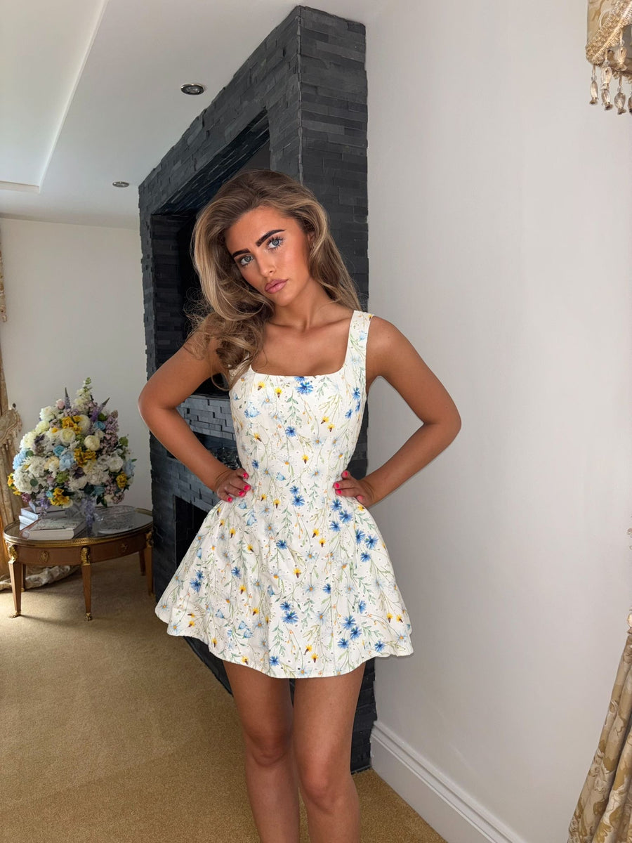 MACEY  Floral Peplum  Dress  (Next Day Delivery Available )