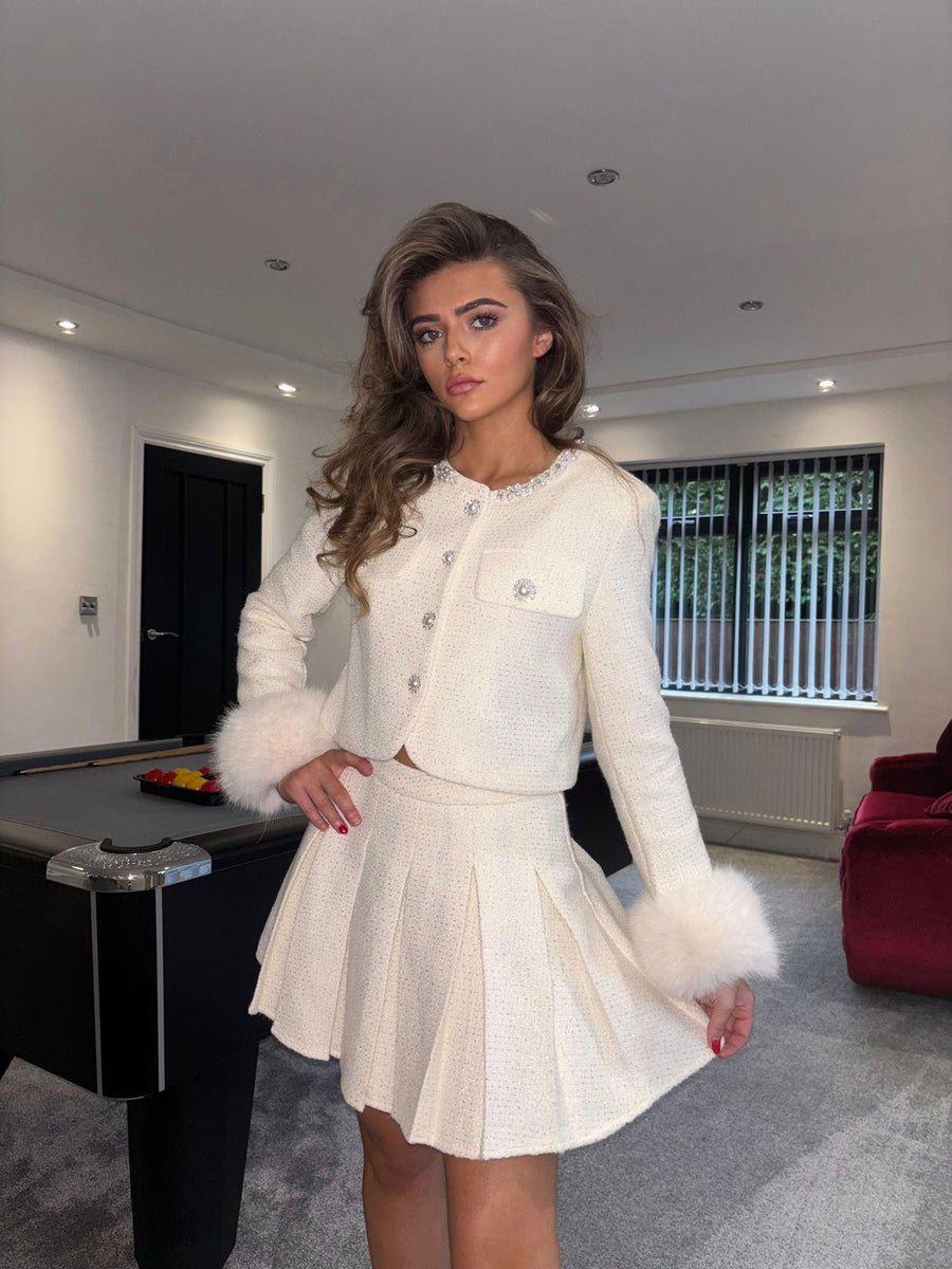 MARIA White Tweed Two Piece Set  Next Day Delivery available