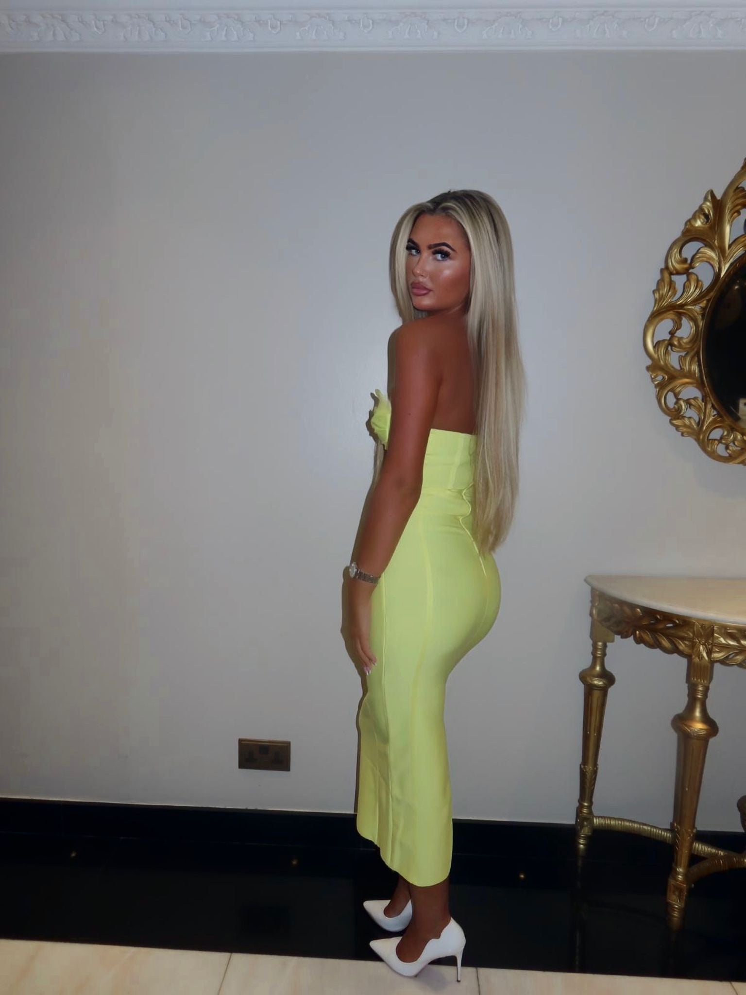 KHLOE Lemon Yellow Bandage dress (next day delivery Available )