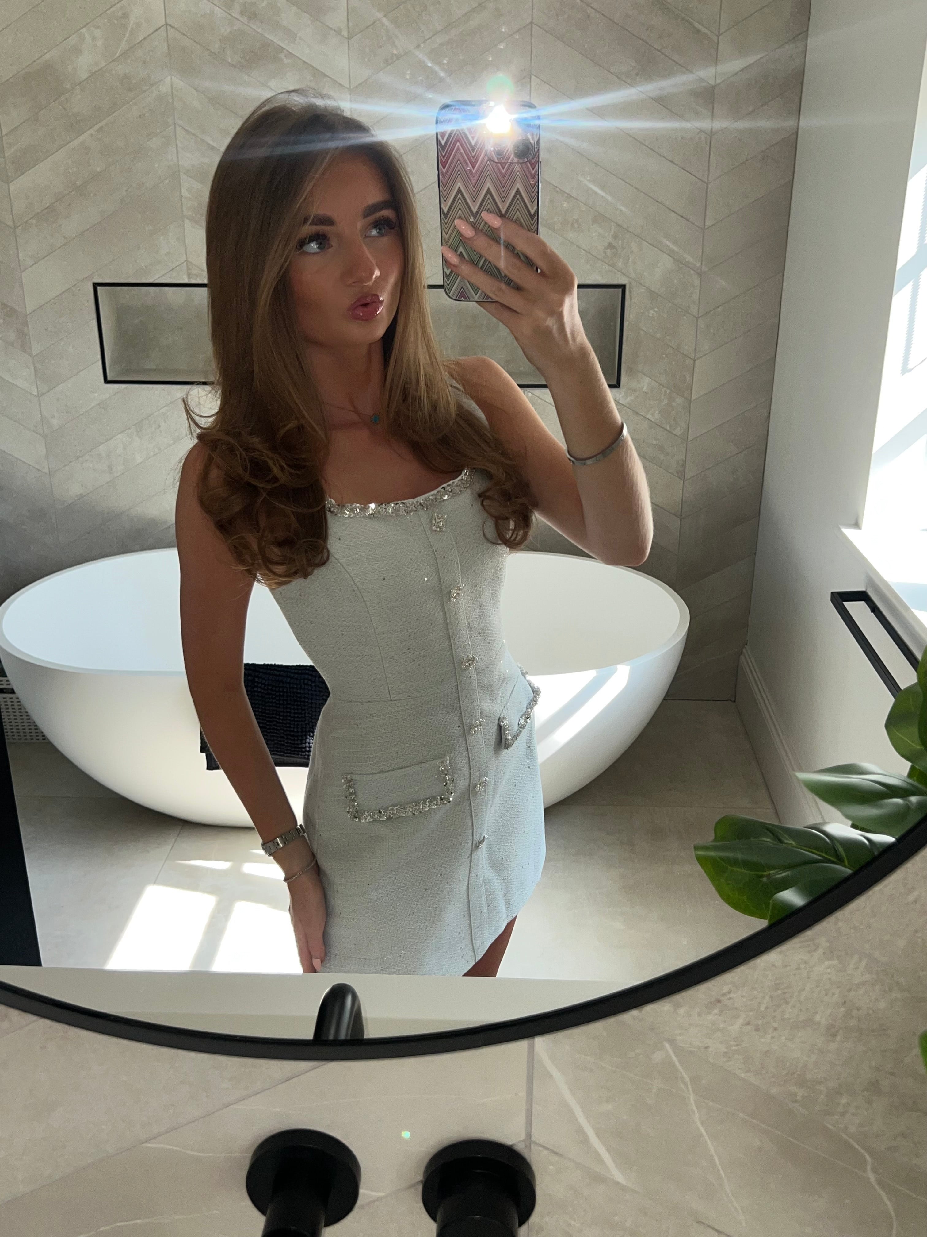BEKI Blue Tweed Dress   (Next Day Delivery Available )