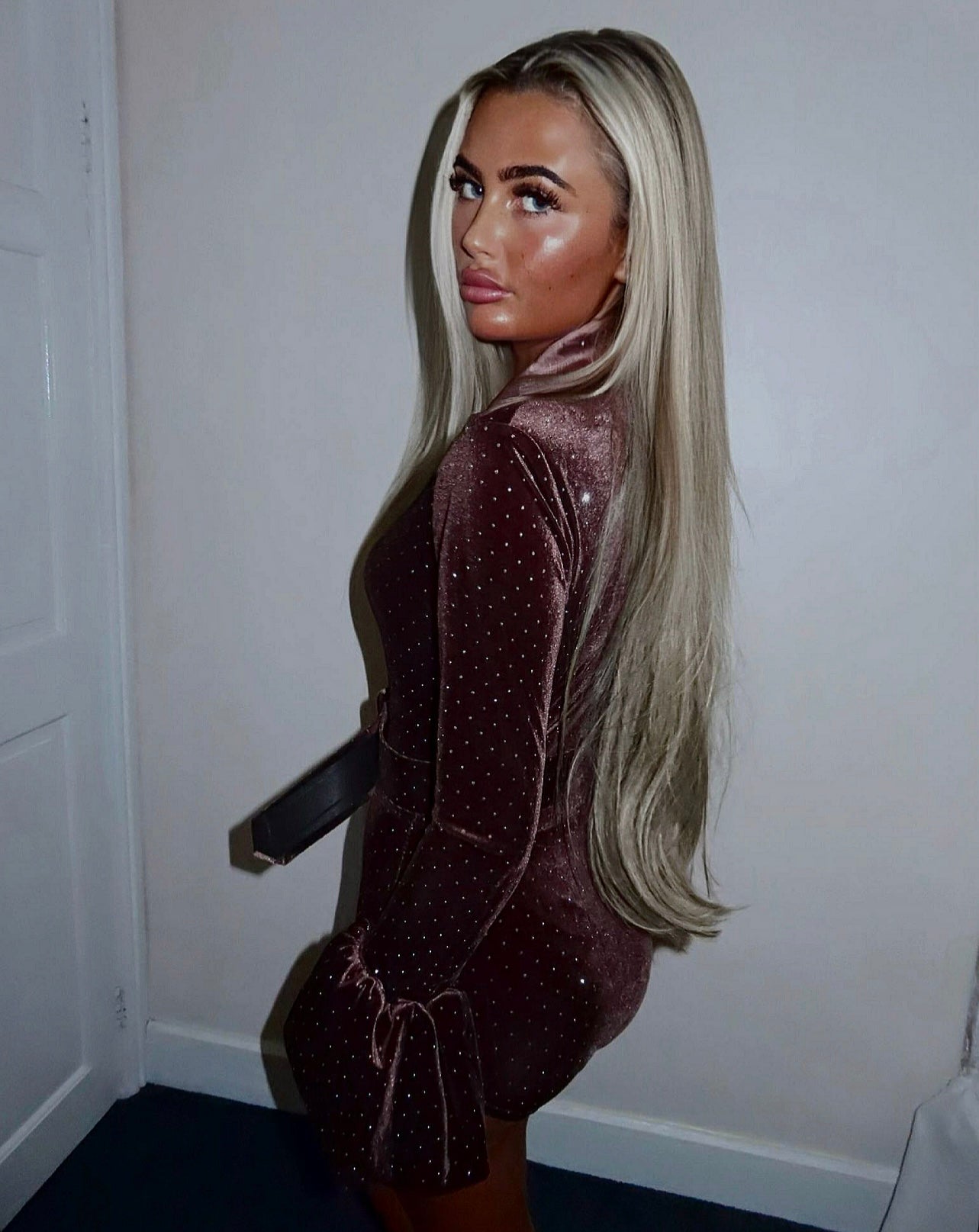 CHLOE Diamond Velvet Belted  Playsuit Next Day Delivery Available