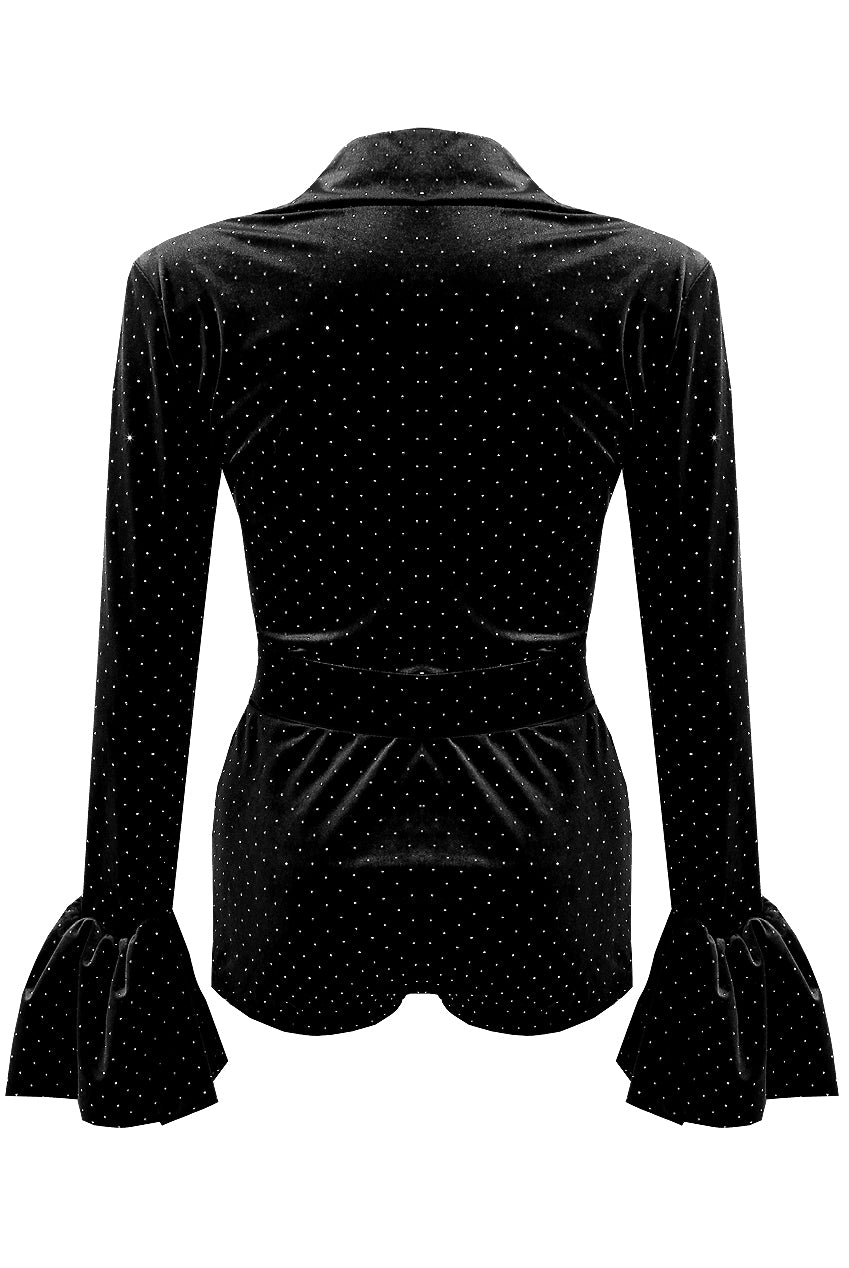 CHLOE Diamond Velvet Belted  Playsuit Next Day Delivery Available