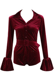 CHLOE Diamond Velvet Belted  Playsuit Next Day Delivery Available