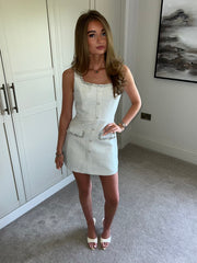 BEKI Blue Tweed Dress   (Next Day Delivery Available )