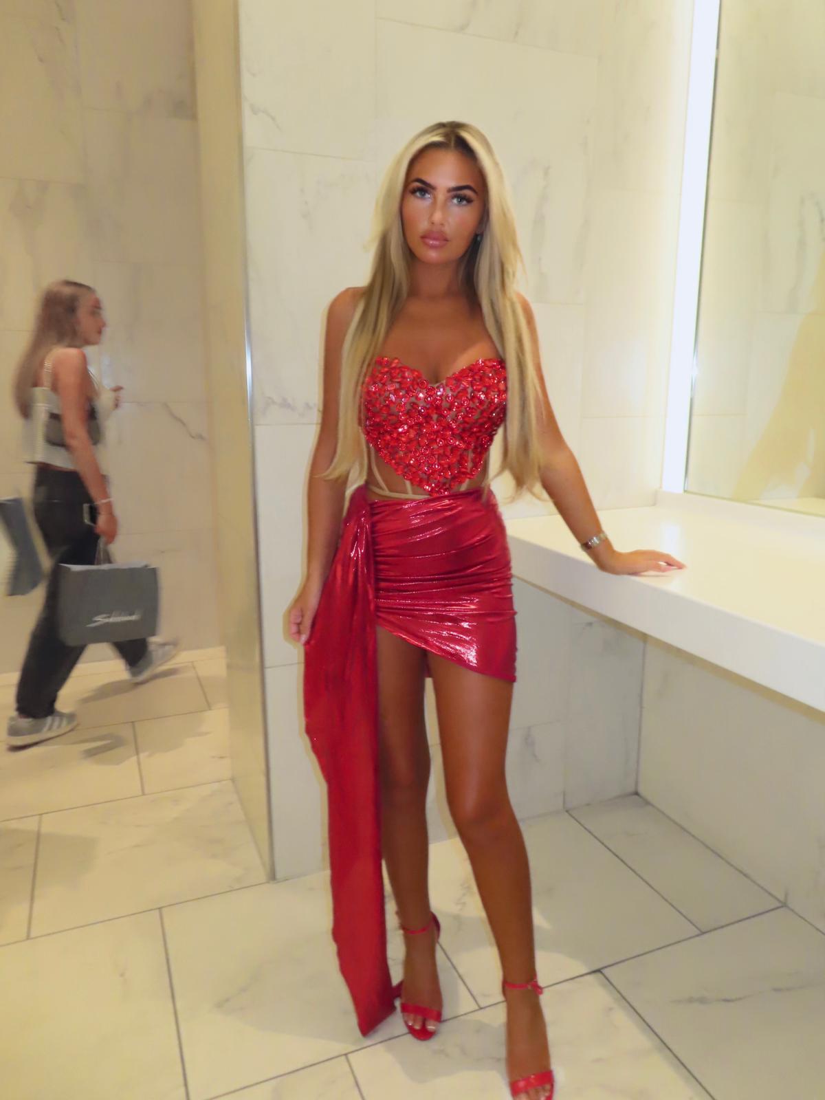 MARIA Red Corset Two Piece Set