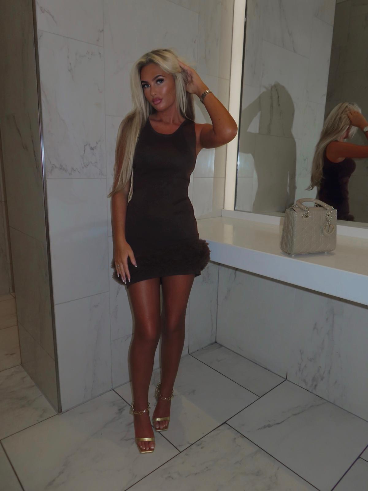 MELISSA  Chocolate Ruffle Dress Next Day Delivery
