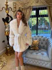 CAPRICE Cream Faux Fox Fur  Coats (Next Day delivery )