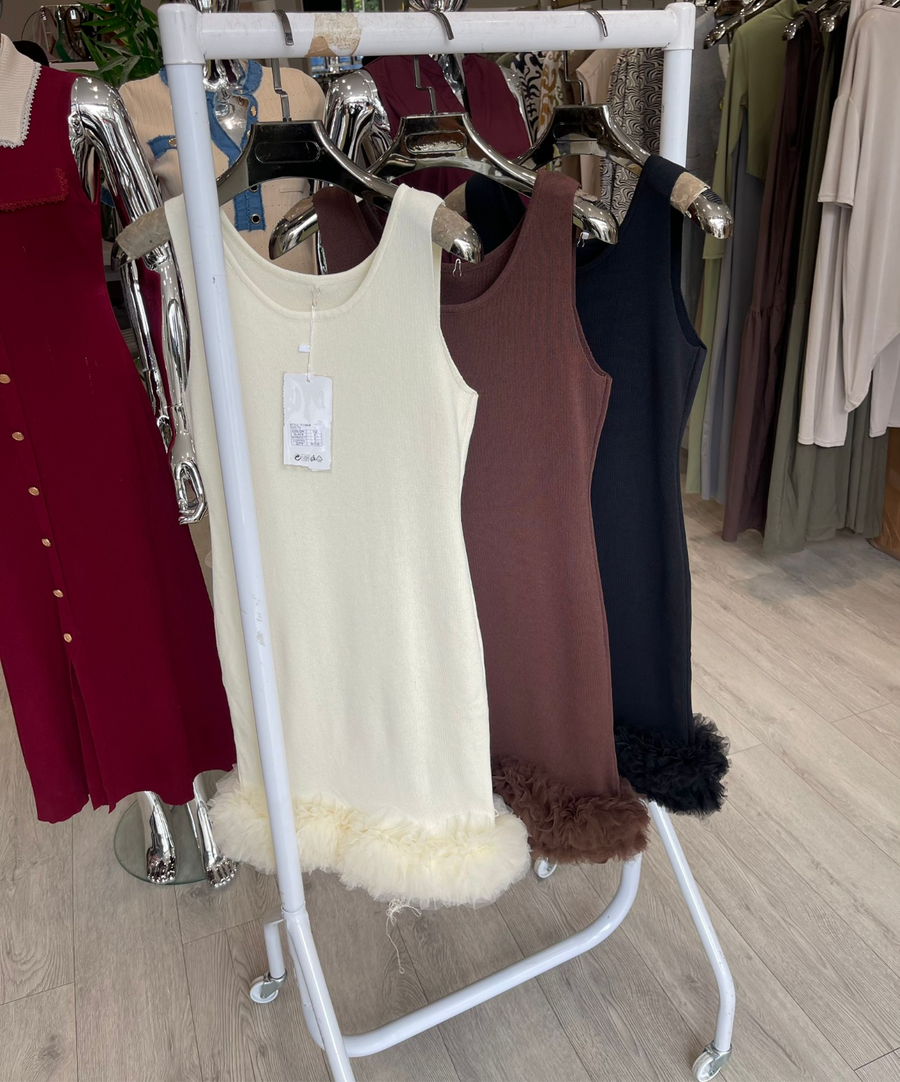 MELISSA  Chocolate Ruffle Dress Next Day Delivery