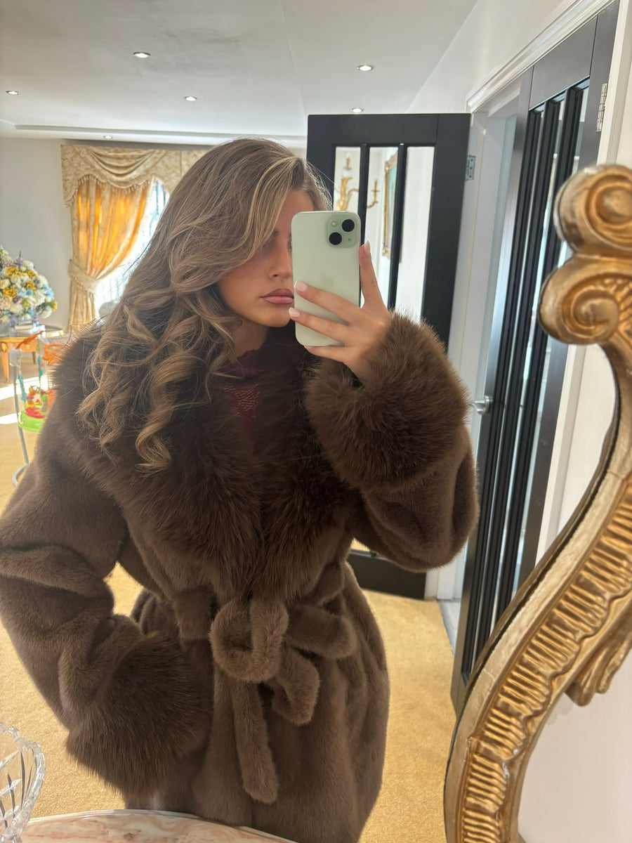 CAPRICE Brown Faux Fox Fur  Coats (Next Day delivery )
