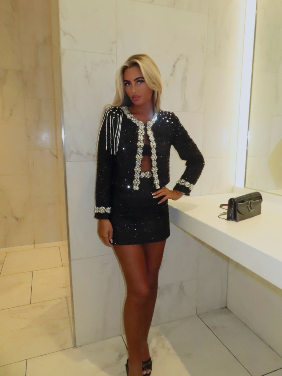 BILLIE Diamond  Tweed Two Piece Set Next Day Delivery