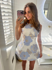CHARLOTTE  Floral Blue & White  Dress  (Next Day Delivery Available )