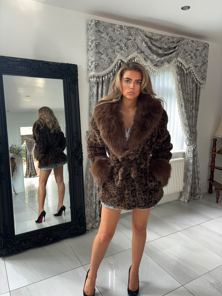 CAPRICE Leopard  Faux Fox Fur  Coats (Next Day delivery )