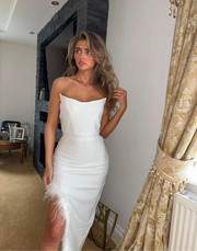 LIZA Feather White Bandage dress (next day delivery Available )