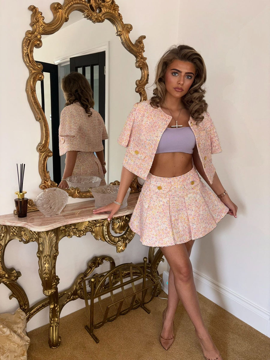 ALARNA  Pink Tweed Two Piece Set  (Next Day Delivery Available )