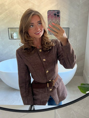 CINDY  Brown Blazer With Belt