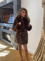 CAPRICE Brown Faux Fox Fur  Coats (Next Day delivery )