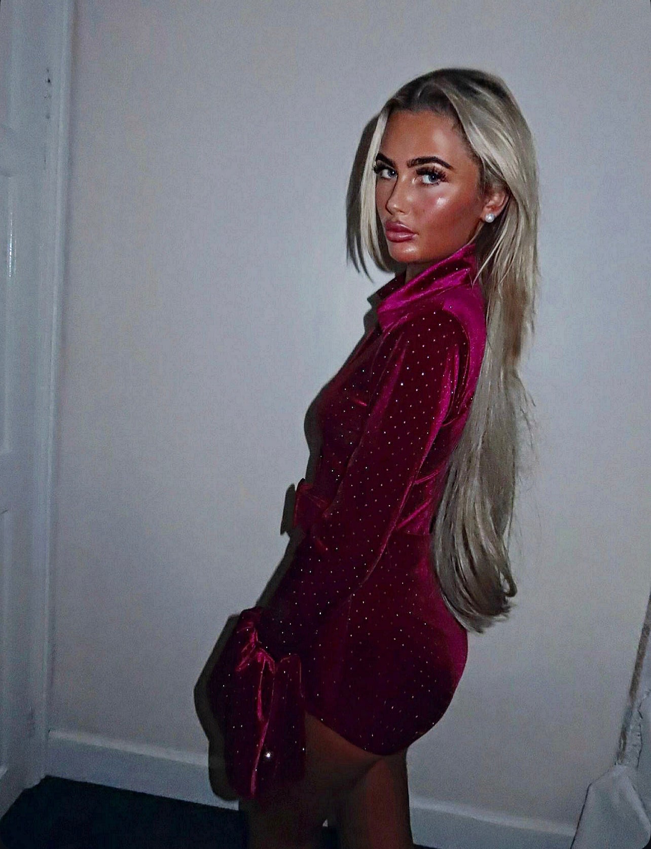 CHLOE Diamond Velvet Belted  Playsuit Next Day Delivery Available