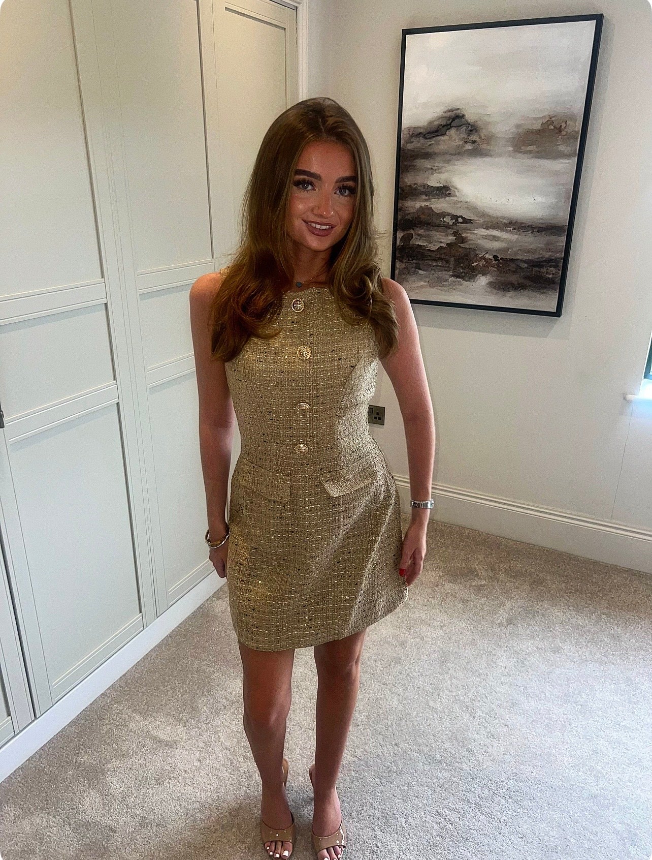 LEA Golden Tweed Dress   (Next Day Delivery Available )