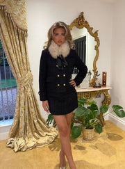 DEMI Faux Fur  Tweed Two Piece Set  Next Day Delivery available