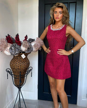 TAYLA Red Tweed Dress Next Day Delivery