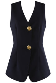 TALLULAH Button Waistcoat Top  (Next Day Delivery Available)