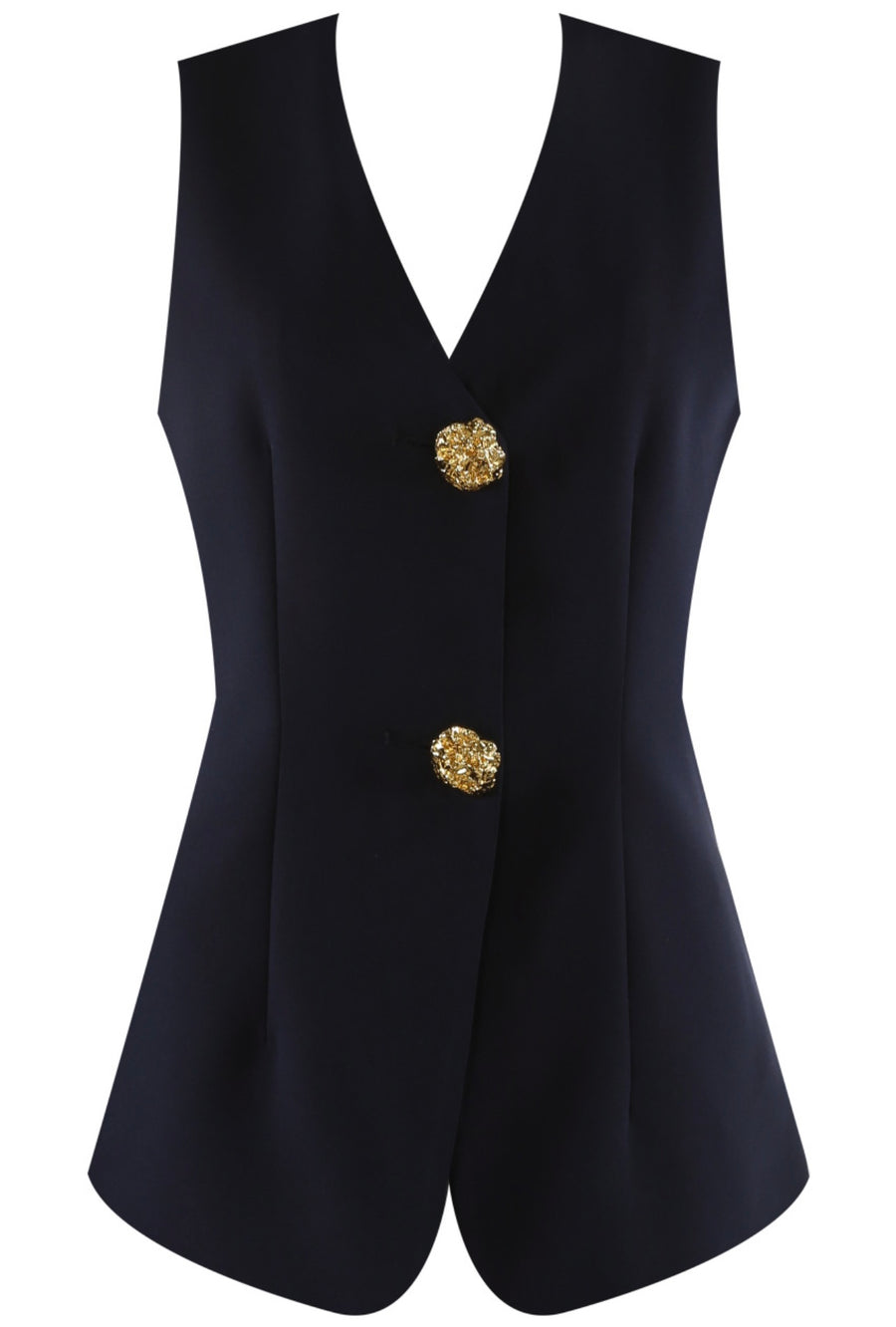 TALLULAH Button Waistcoat Top  (Next Day Delivery Available)