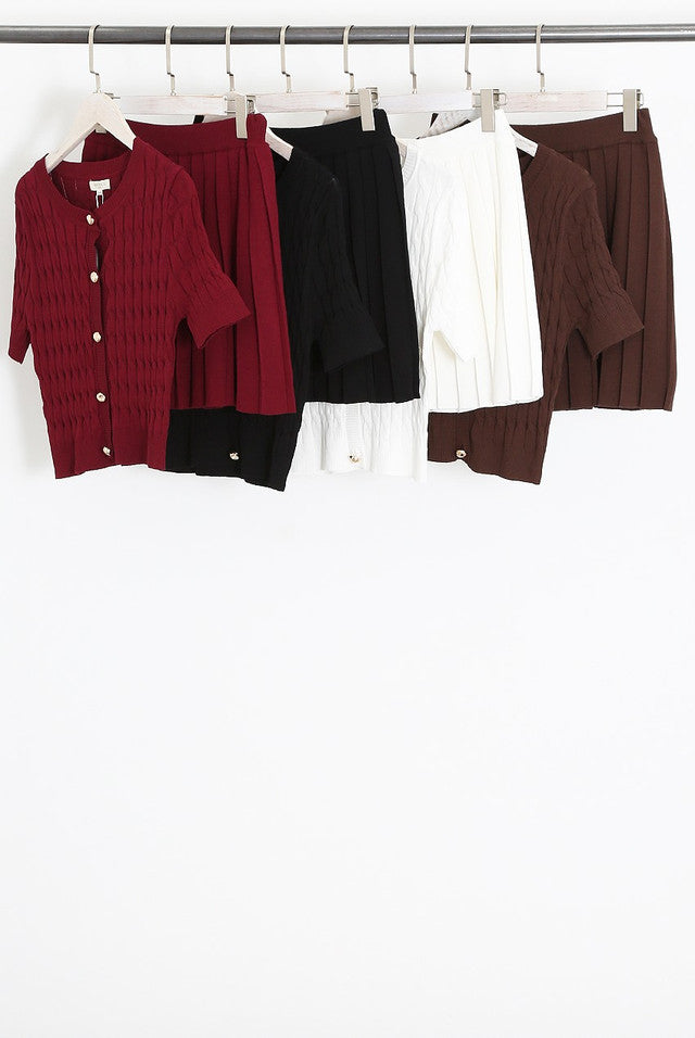 KATIE Gold Button Knit  Two Piece Set (Next Day Delivery Available )