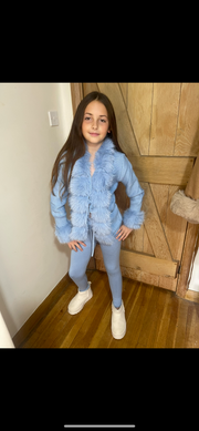 TARA Blue Faux Fur Cardigan MIni (kids)