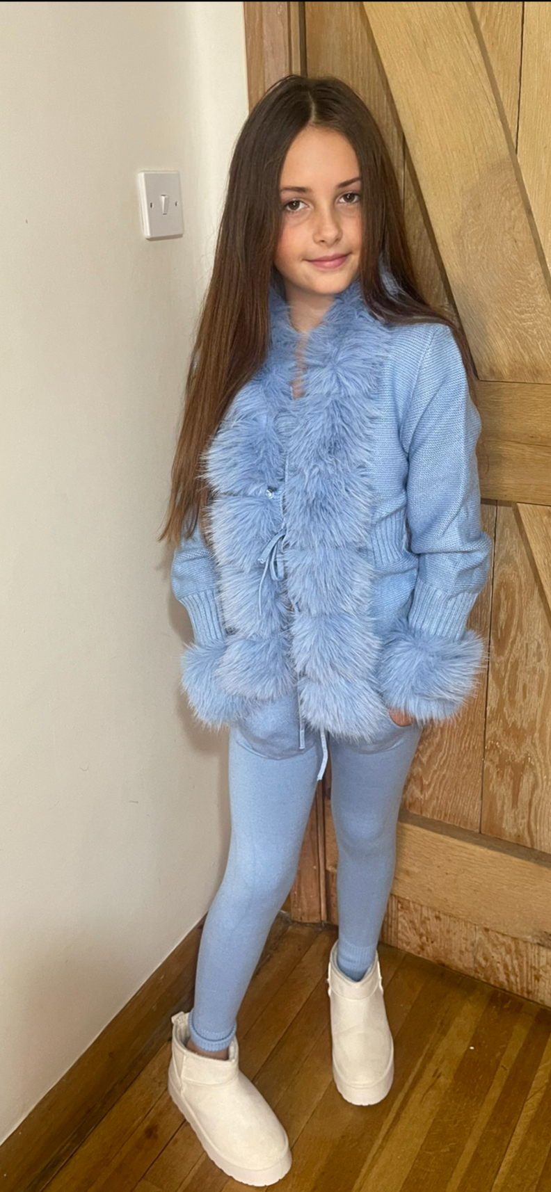 TARA Blue Faux Fur Cardigan MIni (kids)