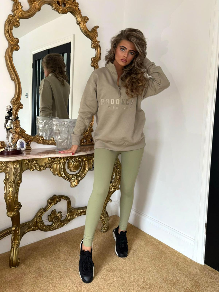 BROOKLYN Kaki Green Jumper  and Leggings Set Next Day Delivery