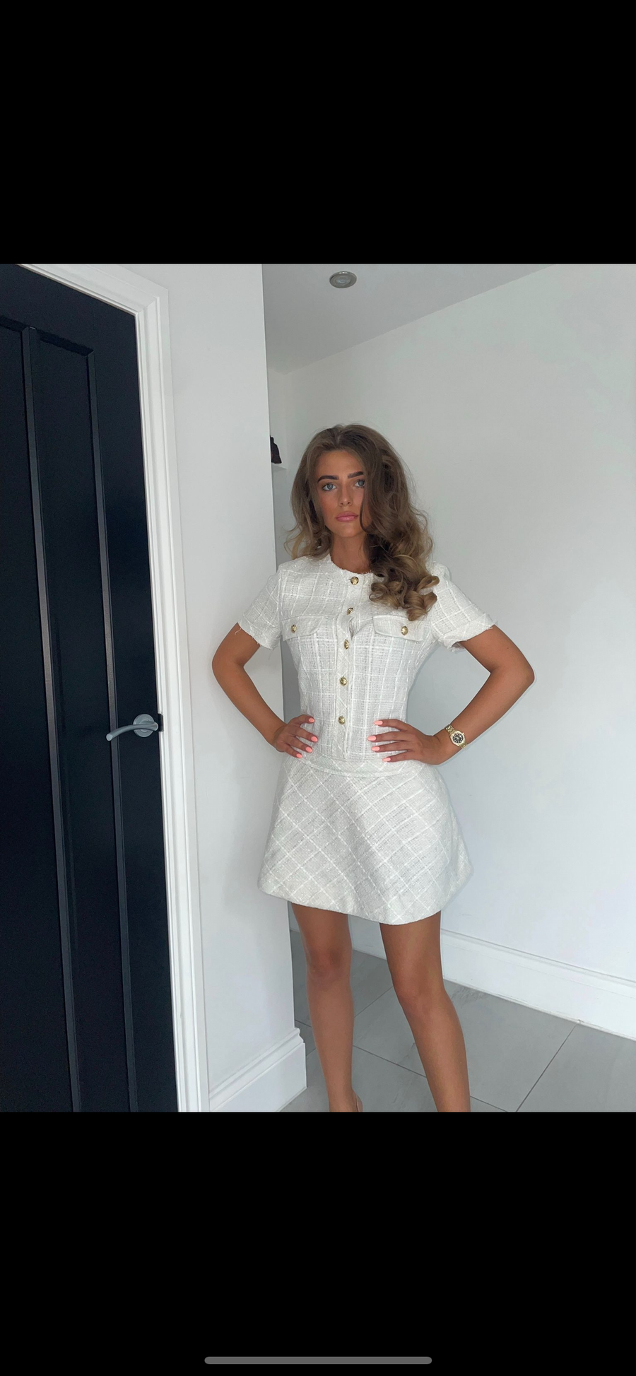 White tweed dress