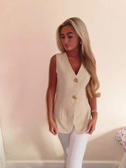 TALLULAH Button Waistcoat Top  (Next Day Delivery Available)