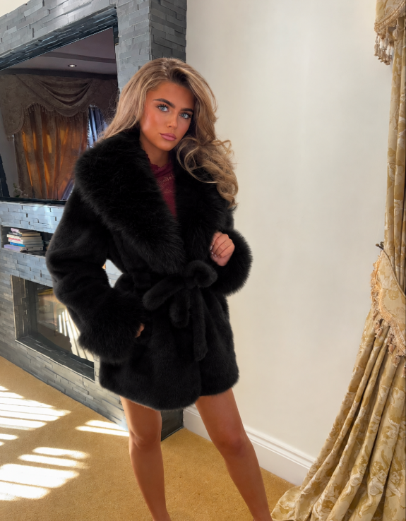CAPRICE Cream Faux Fox Fur  Coats (Next Day delivery )