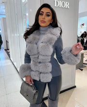 TARA Grey  Luxury Faux Fur Cardigan Next Day Delivery Avaliable)