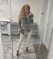 TARA Grey  Luxury Faux Fur Cardigan Next Day Delivery Avaliable)