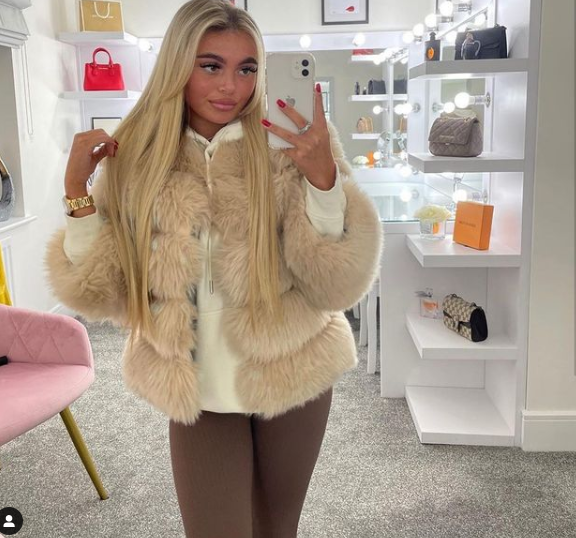 MILLIE Light Tan Faux Fox fur jacket next day delivery